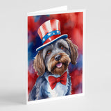 Wirehaired Pointing Griffon Patriotic American Greeting Cards Pack of 8