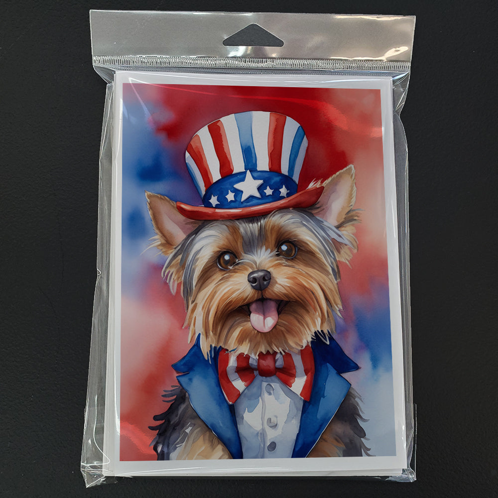 Yorkshire Terrier Patriotic American Greeting Cards Pack of 8