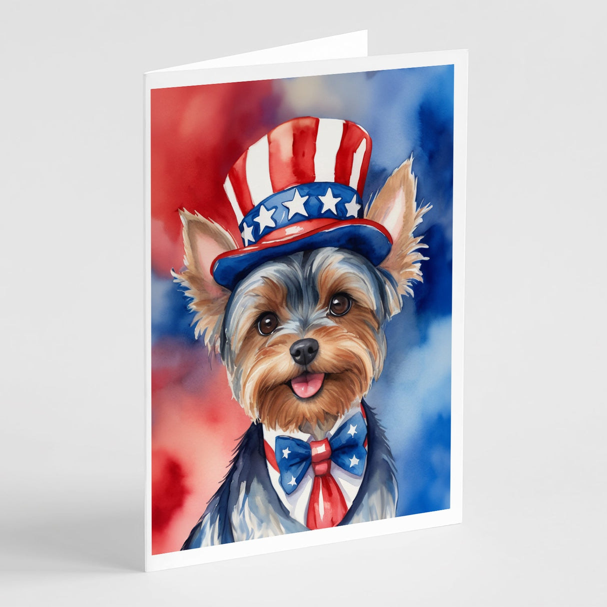 Yorkshire Terrier Patriotic American Greeting Cards Pack of 8