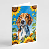 American Foxhound in Sunflowers Greeting Cards Pack of 8