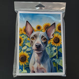 American Hairless Terrier in Sunflowers Greeting Cards Pack of 8