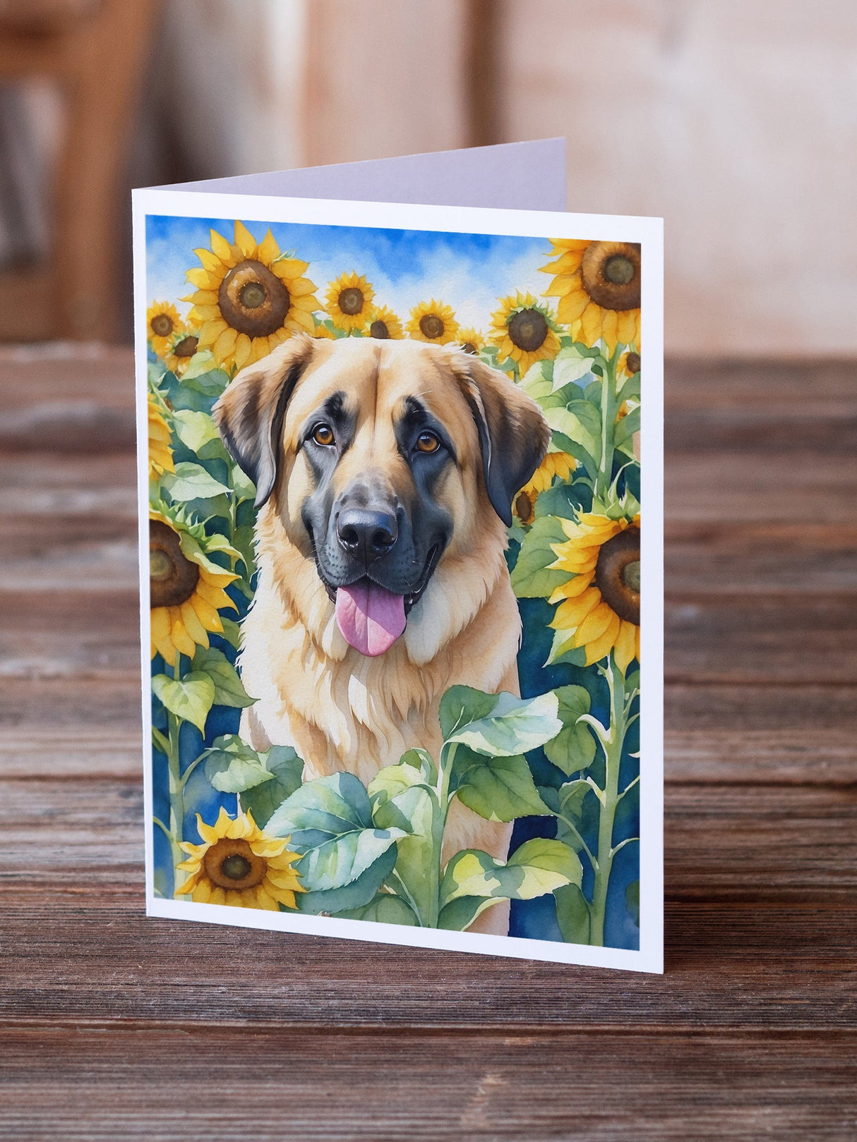 Anatolian Shepherd in Sunflowers Greeting Cards Pack of 8