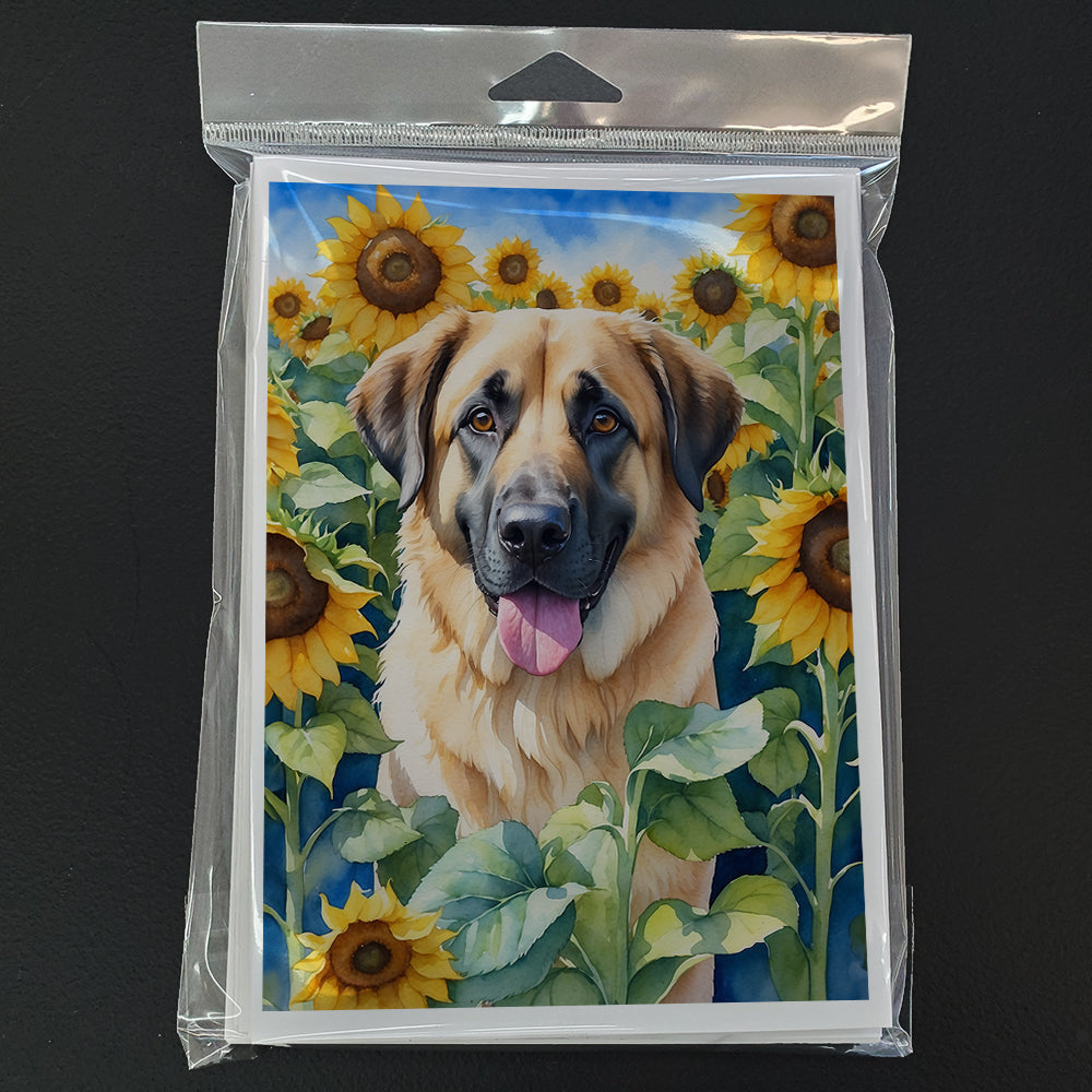 Anatolian Shepherd in Sunflowers Greeting Cards Pack of 8