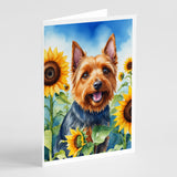 Australian Terrier in Sunflowers Greeting Cards Pack of 8