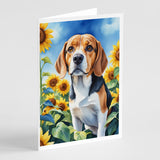 Beagle in Sunflowers Greeting Cards Pack of 8