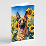 Belgian Malinois in Sunflowers Greeting Cards Pack of 8