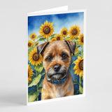 Border Terrier in Sunflowers Greeting Cards Pack of 8