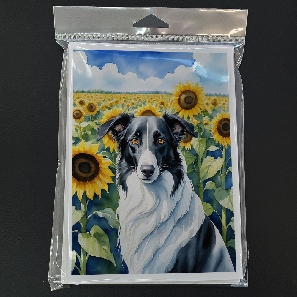 Borzoi in Sunflowers Greeting Cards Pack of 8