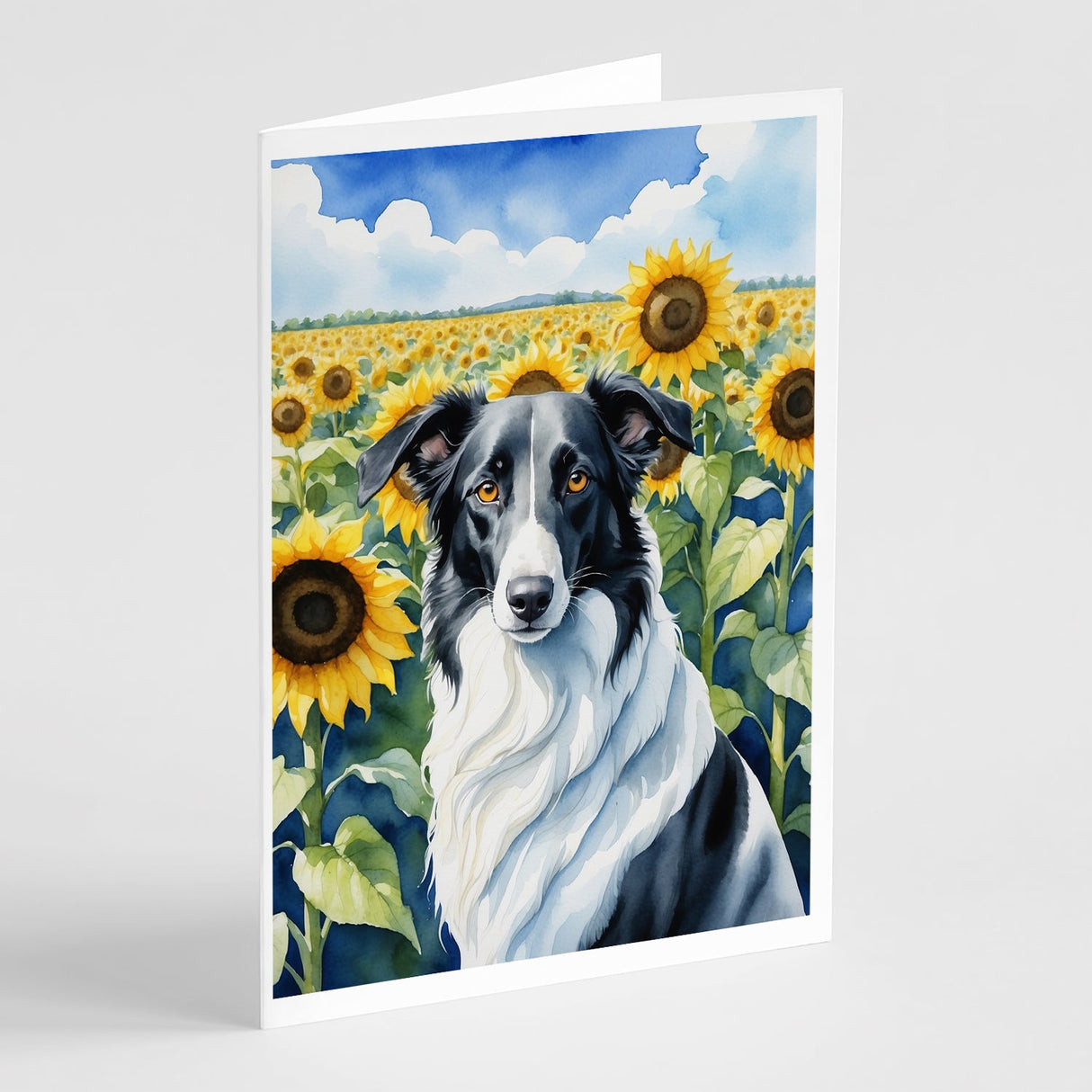 Borzoi in Sunflowers Greeting Cards Pack of 8