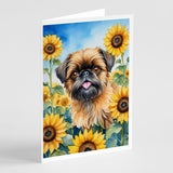 Brussels Griffon in Sunflowers Greeting Cards Pack of 8