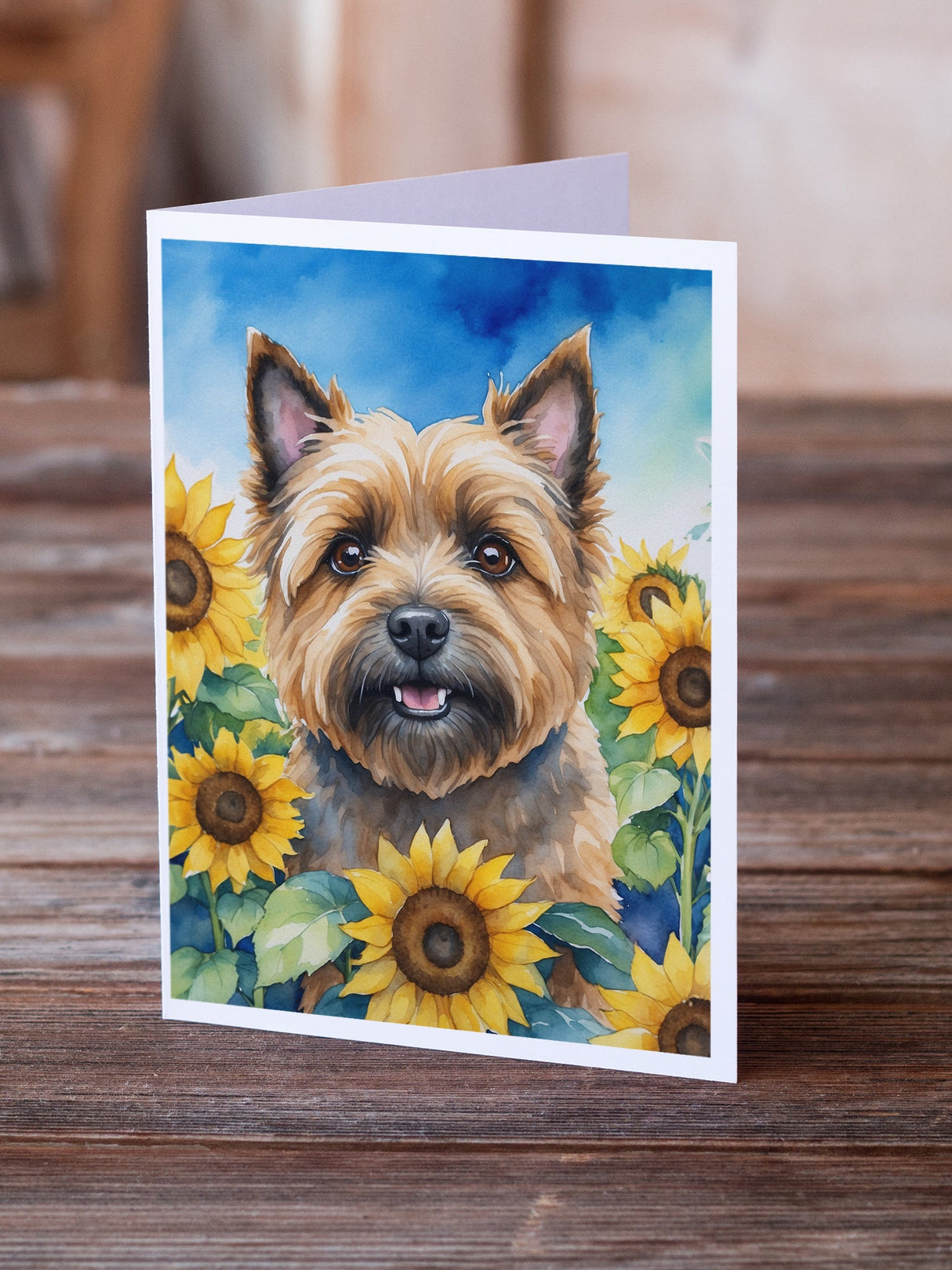 Cairn Terrier in Sunflowers Greeting Cards Pack of 8