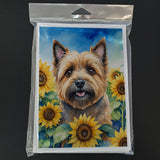 Cairn Terrier in Sunflowers Greeting Cards Pack of 8