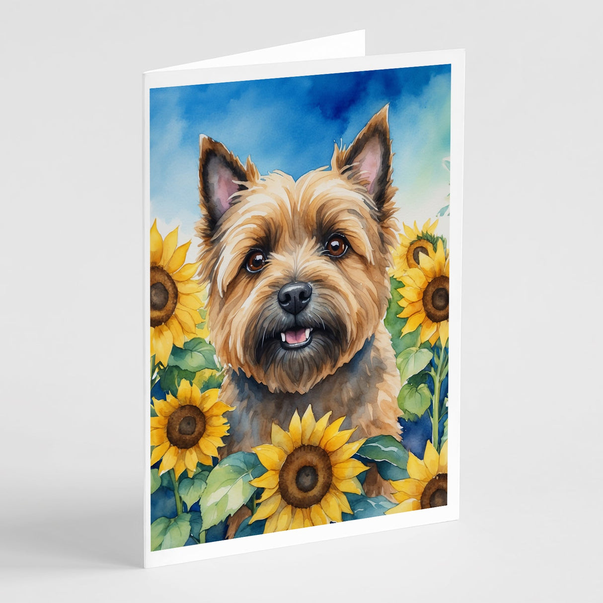 Cairn Terrier in Sunflowers Greeting Cards Pack of 8