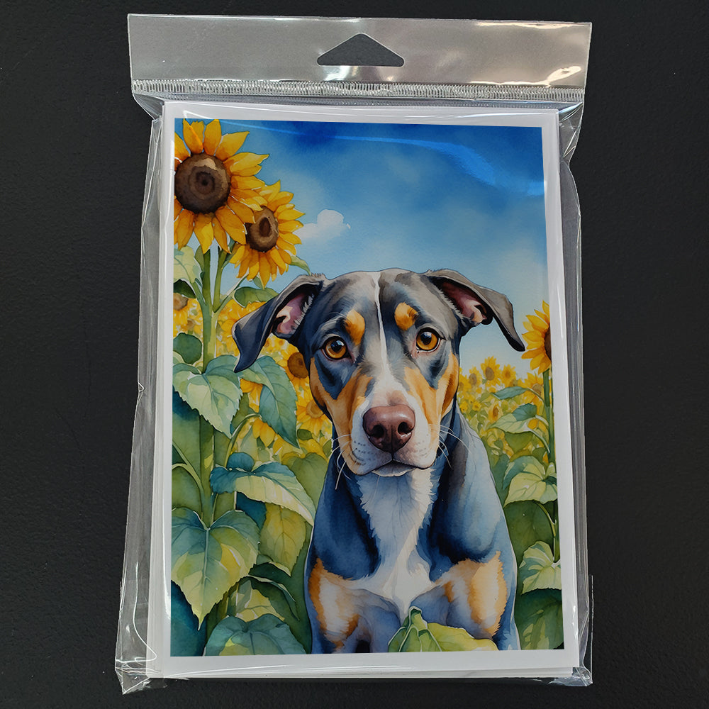 Catahoula in Sunflowers Greeting Cards Pack of 8