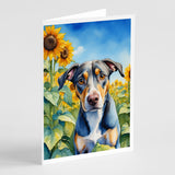 Catahoula in Sunflowers Greeting Cards Pack of 8