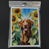 Chesapeake Bay Retriever in Sunflowers Greeting Cards Pack of 8