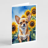 Chihuahua in Sunflowers Greeting Cards Pack of 8