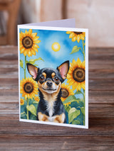 Chihuahua in Sunflowers Greeting Cards Pack of 8