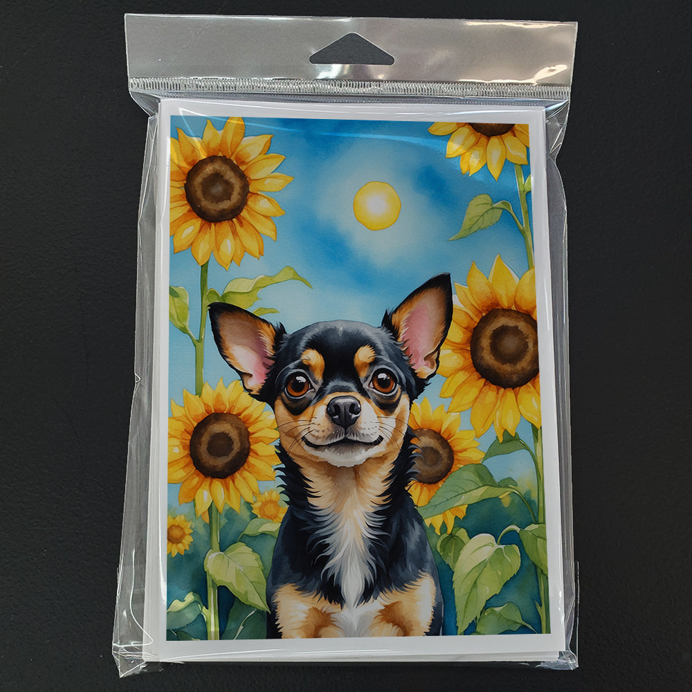 Chihuahua in Sunflowers Greeting Cards Pack of 8