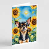 Chihuahua in Sunflowers Greeting Cards Pack of 8