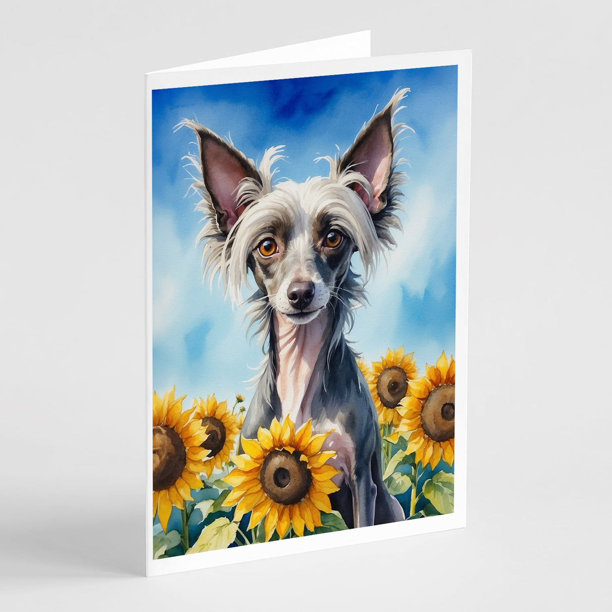 Chinese Crested in Sunflowers Greeting Cards Pack of 8