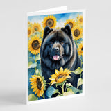 Chow Chow in Sunflowers Greeting Cards Pack of 8