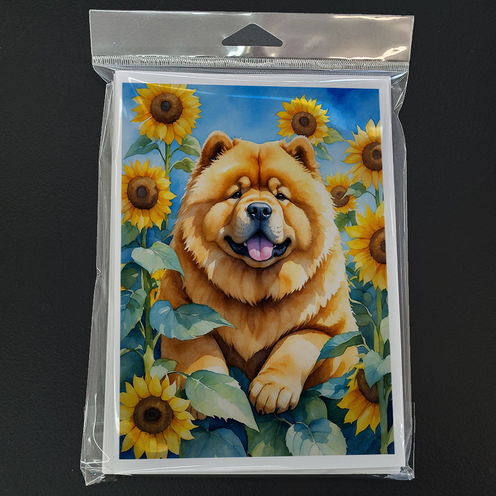 Chow Chow in Sunflowers Greeting Cards Pack of 8