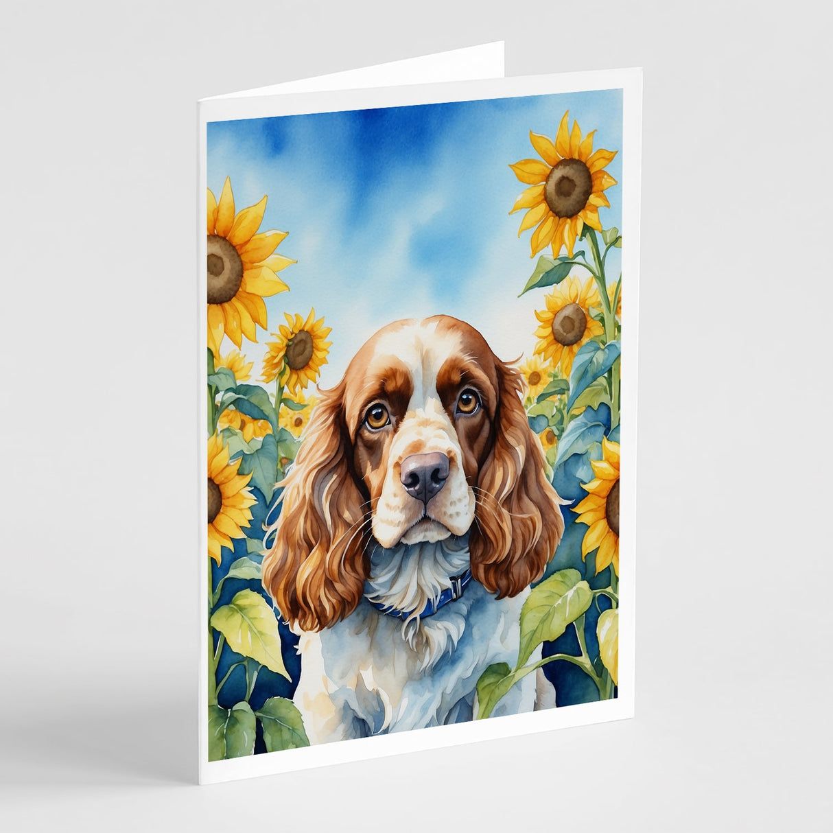 Cocker Spaniel in Sunflowers Greeting Cards Pack of 8