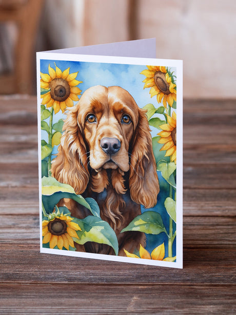 Cocker Spaniel in Sunflowers Greeting Cards Pack of 8