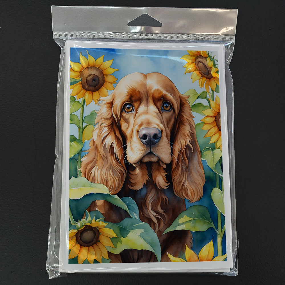 Cocker Spaniel in Sunflowers Greeting Cards Pack of 8