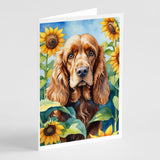 Cocker Spaniel in Sunflowers Greeting Cards Pack of 8