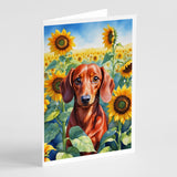 Dachshund in Sunflowers Greeting Cards Pack of 8