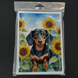 Dachshund in Sunflowers Greeting Cards Pack of 8