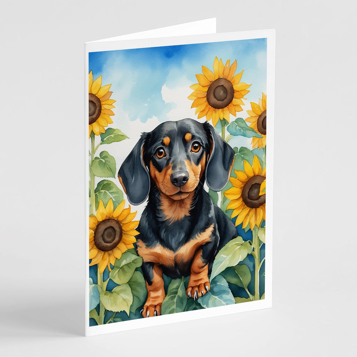 Dachshund in Sunflowers Greeting Cards Pack of 8