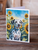 Dalmatian in Sunflowers Greeting Cards Pack of 8