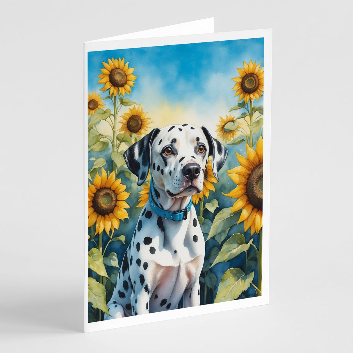 Dalmatian in Sunflowers Greeting Cards Pack of 8