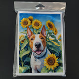 English Bull Terrier in Sunflowers Greeting Cards Pack of 8