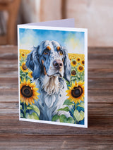 English Setter in Sunflowers Greeting Cards Pack of 8