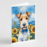 Fox Terrier in Sunflowers Greeting Cards Pack of 8