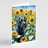 Giant Schnauzer in Sunflowers Greeting Cards Pack of 8