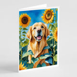 Golden Retriever in Sunflowers Greeting Cards Pack of 8