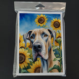 Great Dane in Sunflowers Greeting Cards Pack of 8