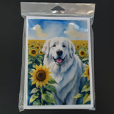 Great Pyrenees in Sunflowers Greeting Cards Pack of 8