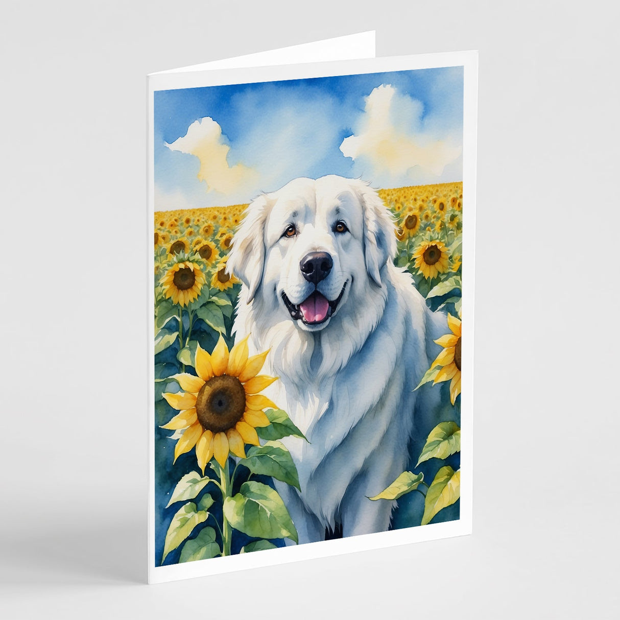 Great Pyrenees in Sunflowers Greeting Cards Pack of 8