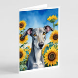 Greyhound in Sunflowers Greeting Cards Pack of 8