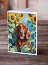 Irish Setter in Sunflowers Greeting Cards Pack of 8