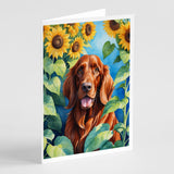 Irish Setter in Sunflowers Greeting Cards Pack of 8