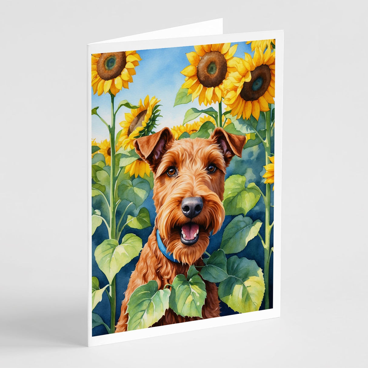 Irish Terrier in Sunflowers Greeting Cards Pack of 8