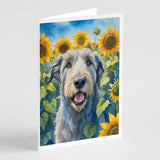 Irish Wolfhound in Sunflowers Greeting Cards Pack of 8