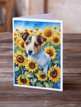 Jack Russell Terrier in Sunflowers Greeting Cards Pack of 8